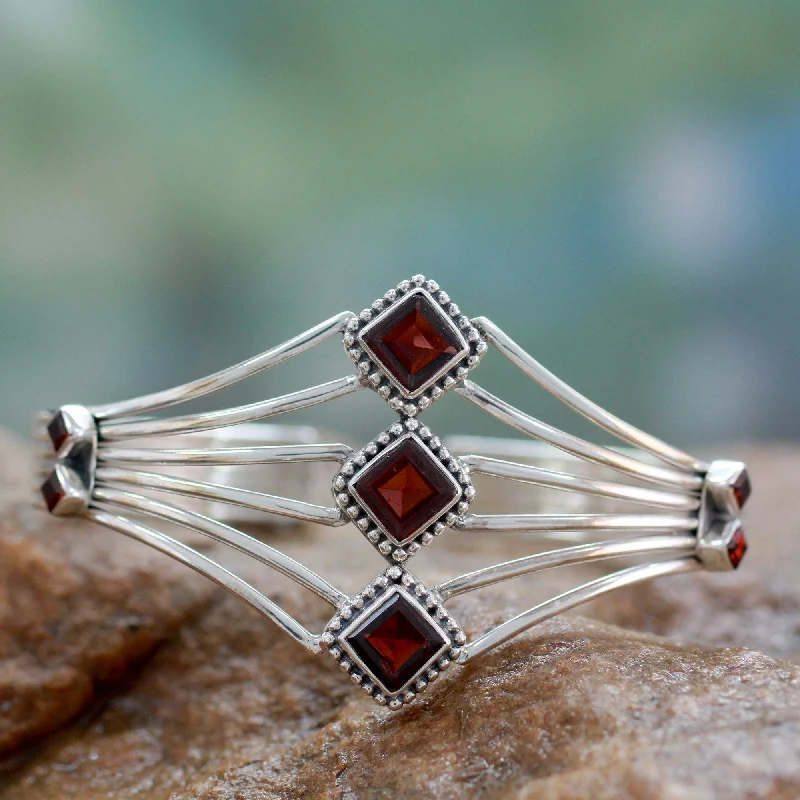 Luxury Jewelry Now At Special Promotional Rates Garnet & Sterling Silver Cuff Bracelet Luxury Jewelry Now At Special Promotional Rates Garnet & Sterling Silver Cuff Bracelet