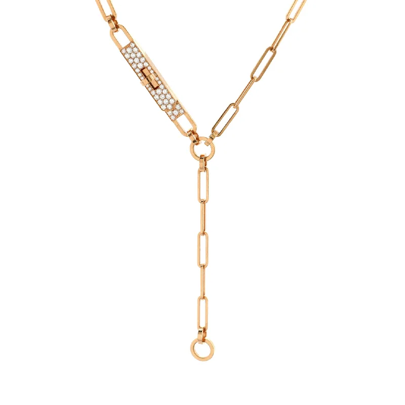 Dazzle In Elegance With Our Biggest Jewelry Sale Kelly Chaine Lariat Necklace 18K Rose Gold and Pave Diamonds Small Dazzle In Elegance With Our Biggest Jewelry Sale Kelly Chaine Lariat Necklace 18K Rose Gold and Pave Diamonds Small
