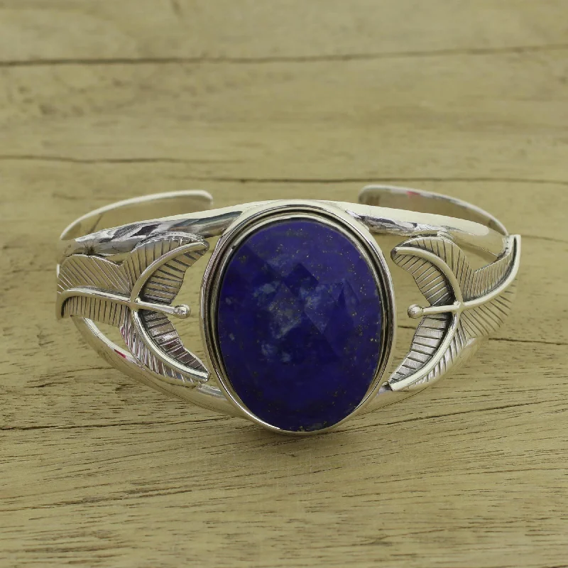 Romantic Heart-Shaped Jewelry For Special Gifts Lapis Lazuli & Sterling Silver Cuff Bracelet Romantic Heart-Shaped Jewelry For Special Gifts Lapis Lazuli & Sterling Silver Cuff Bracelet