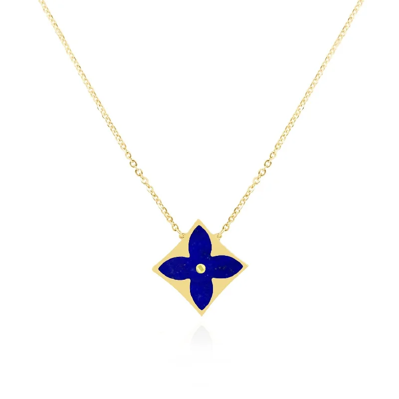High-Quality Gemstone Jewelry For Special Occasions Lapis Luxe Flower Necklace