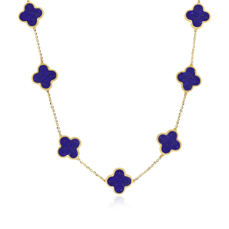 Premium Jewelry Now Available At Special Discounts Large Lapis Clover Necklace