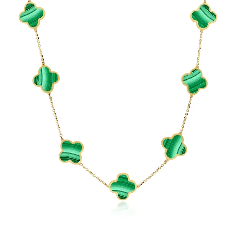 Elegant Jewelry, Exclusive Prices – Shop Now Large Malachite Clover Necklace