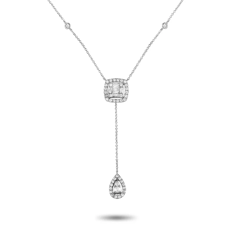 Dainty Floral Jewelry For Feminine Elegance LB Exclusive 14K White Gold 0.75ct Diamond Necklace NK01377-W