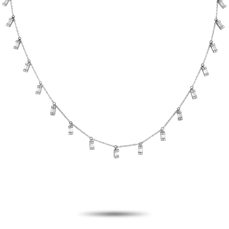 Trendy Minimalist Jewelry For Everyday Wear LB Exclusive 14K White Gold 1.10ct Diamond Station Necklace PN15475-W Trendy Minimalist Jewelry For Everyday Wear LB Exclusive 14K White Gold 1.10ct Diamond Station Necklace PN15475-W