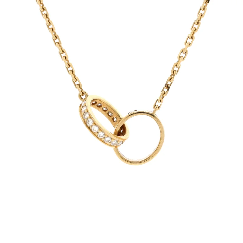 The Perfect Jewelry Piece At The Perfect Discount Love Interlocking Necklace 18K Yellow Gold and Diamonds The Perfect Jewelry Piece At The Perfect Discount Love Interlocking Necklace 18K Yellow Gold and Diamonds