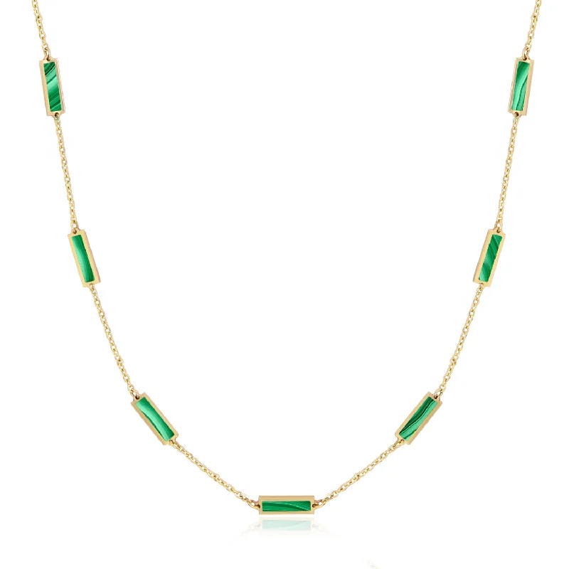 Exclusive Jewelry Offers – Sparkle For Less Malachite Bar Chain Necklace