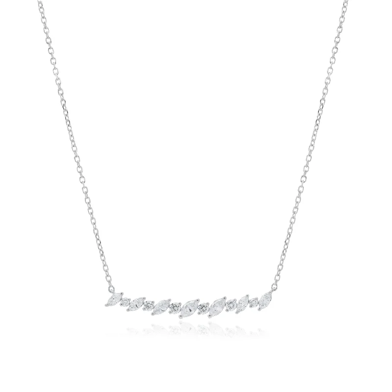 Shop Jewelry That Shines Without The High Price Marquise and Round Diamond Line Necklace Shop Jewelry That Shines Without The High Price Marquise and Round Diamond Line Necklace