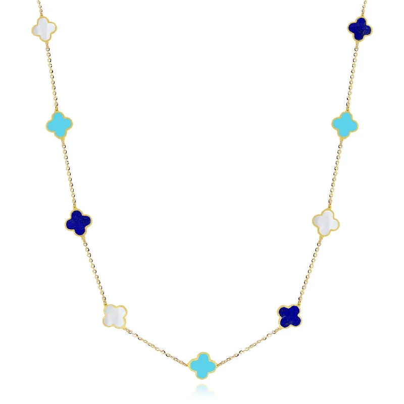 Elegant Rose Gold Jewelry For A Stylish Touch Mini Blue Mixed Clover Necklace