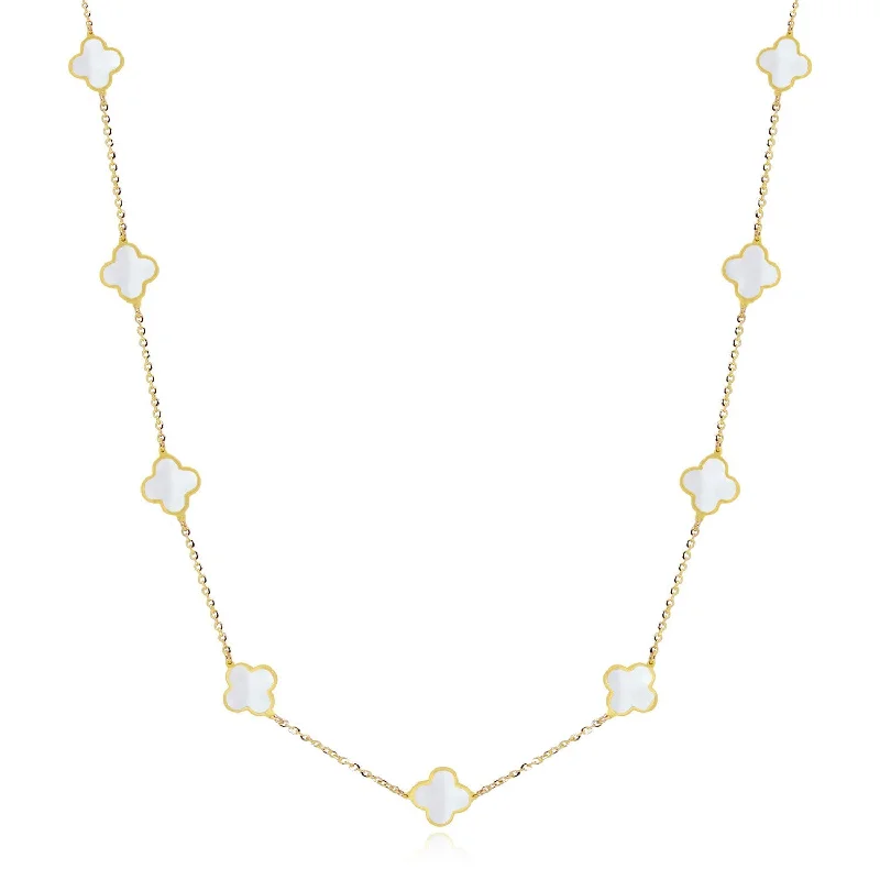 Exclusive Jewelry Sale – Shine For Less Mini Mother of Pearl Clover Necklace