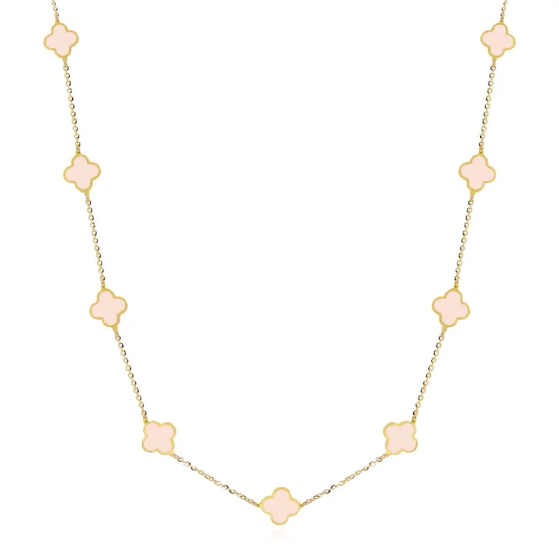 Handcrafted Jewelry Sale – Unique Designs At Low Prices Mini Pink Pearl Clover Necklace Handcrafted Jewelry Sale – Unique Designs At Low Prices Mini Pink Pearl Clover Necklace