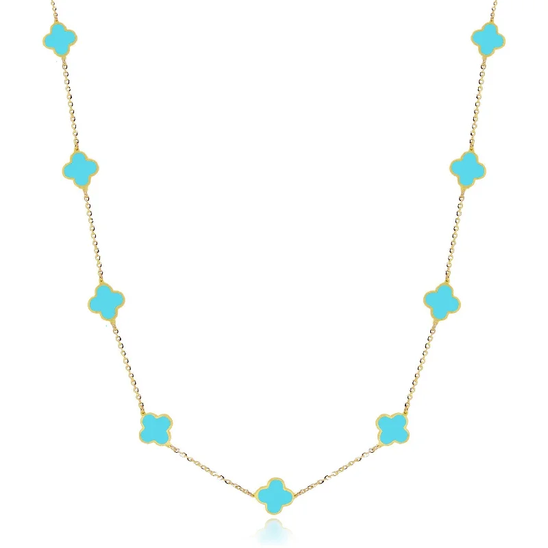 Bestselling Jewelry At Special Promotional Rates Mini Turquoise Clover Necklace