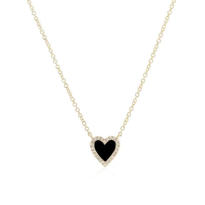 Handcrafted Beauty At Affordable Prices Onyx Diamond Halo Heart Necklace