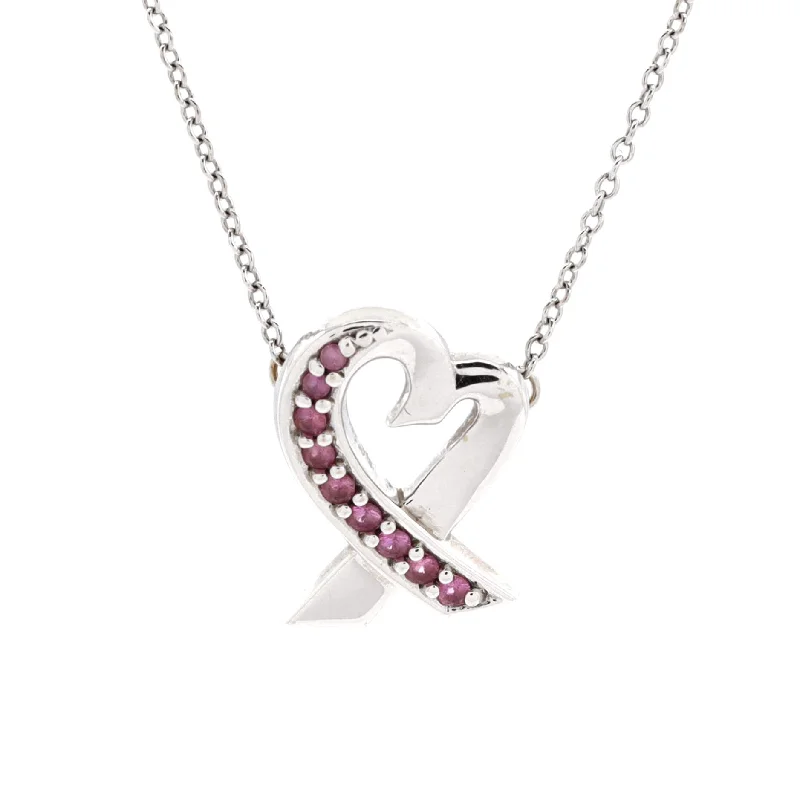 High-End Sparkle, Low-End Prices – Jewelry Sale Live Paloma Picasso Loving Heart Pendant Necklace 18K White Gold with Pink Sapphires High-End Sparkle, Low-End Prices – Jewelry Sale Live Paloma Picasso Loving Heart Pendant Necklace 18K White Gold with Pink Sapphires