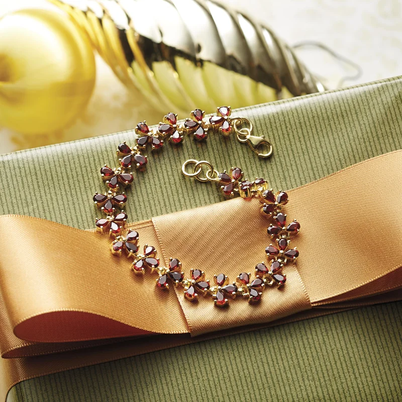 Trending Jewelry Now Available At Exclusive Prices Petals Garnet Gold Plated Link Bracelet Trending Jewelry Now Available At Exclusive Prices Petals Garnet Gold Plated Link Bracelet