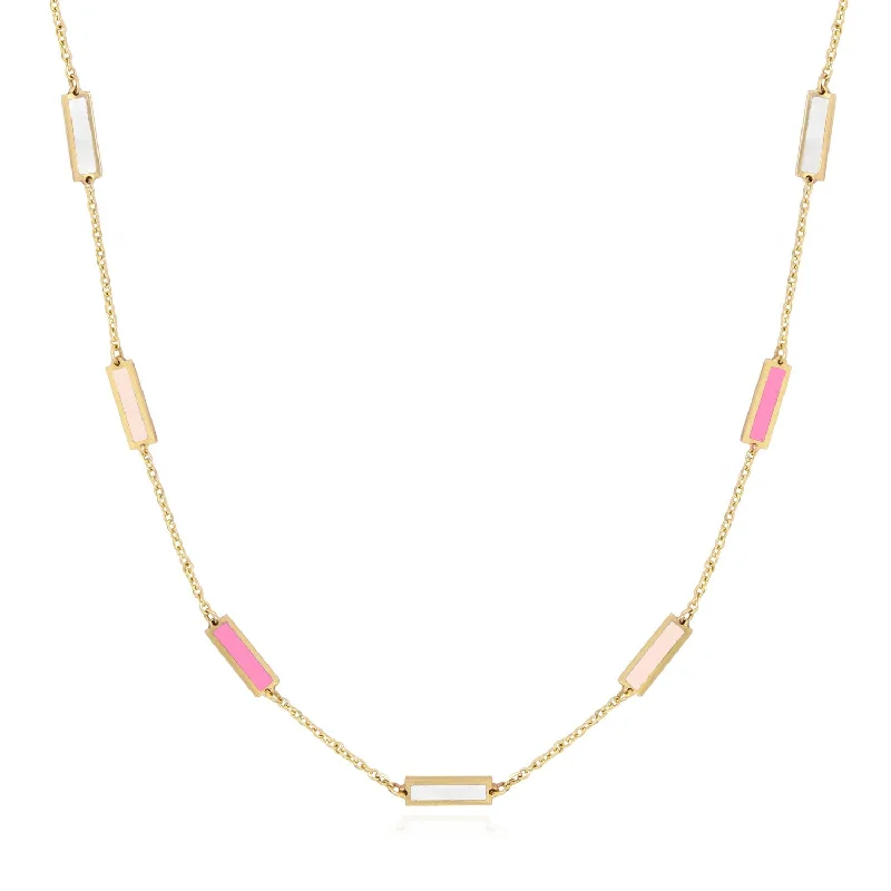 Dazzle In Elegance With Our Biggest Jewelry Sale Pink Mixed Bar Chain Necklace