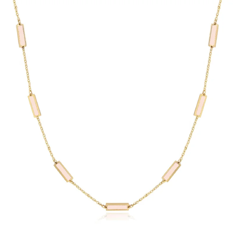 Affordable Luxury Jewelry For Every Occasion Pink Pearl Bar Chain Necklace