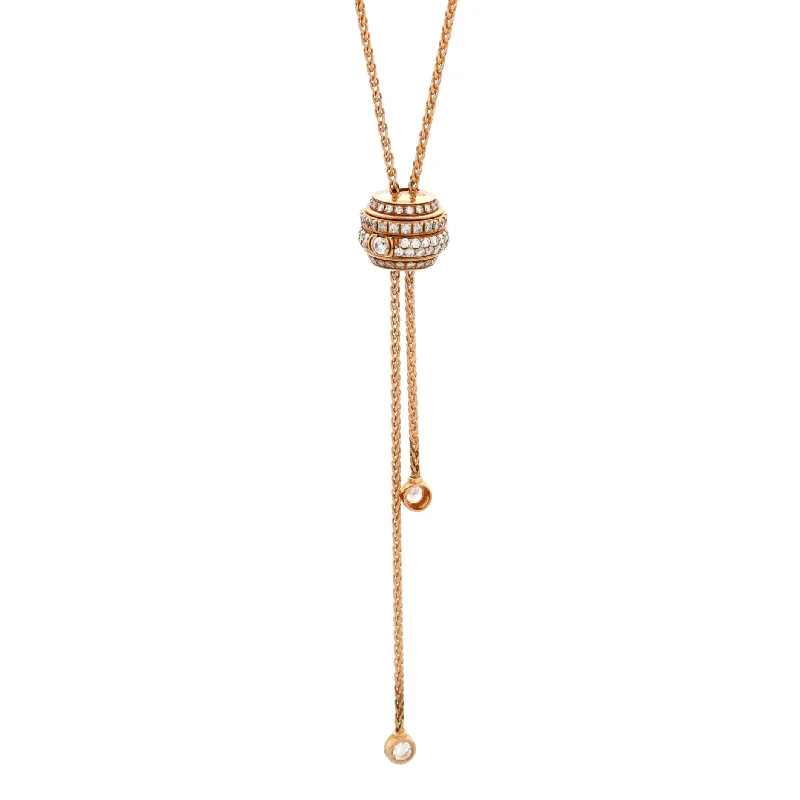 Grab Stylish Jewelry Before The Sale Ends Possession Sphere Lariat Pendant Necklace 18K Rose Gold with Pave Diamonds