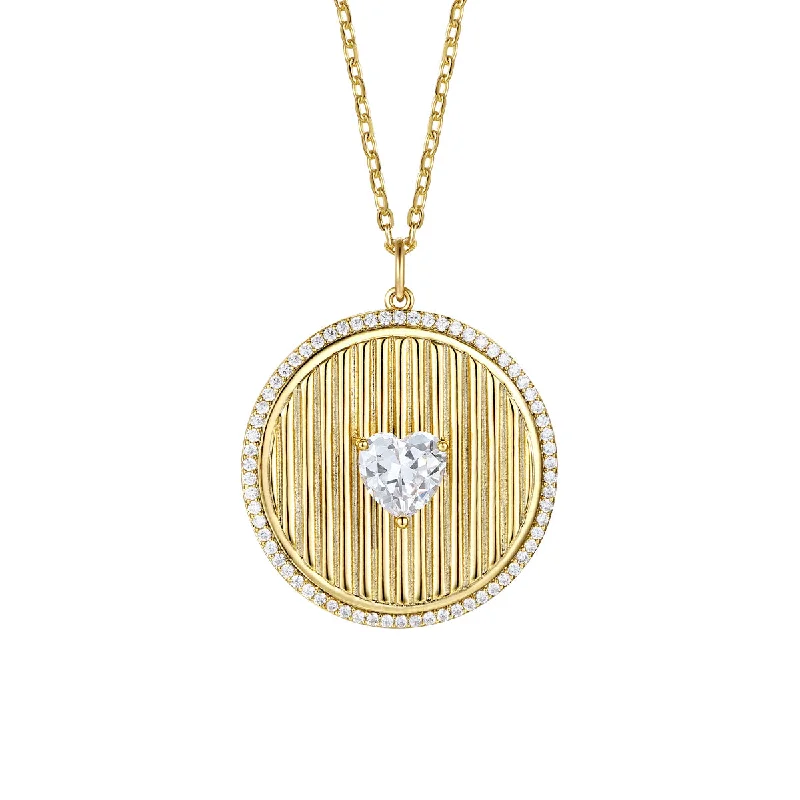 Trending Jewelry Now Available At Exclusive Prices Rg 14k Gold Plated with Diamond Cubic Zirconia Heart Medallion Pendant Necklace Trending Jewelry Now Available At Exclusive Prices Rg 14k Gold Plated with Diamond Cubic Zirconia Heart Medallion Pendant Necklace