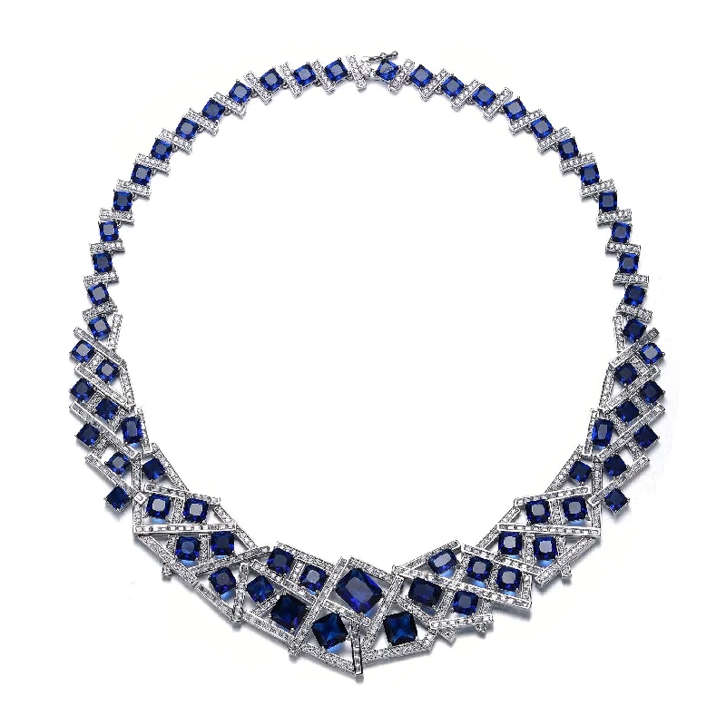 Premium Jewelry At Special Low Prices For A Limited Time RG 3D Geometric Cluster Basketweave Stack Graduated Eternity Formal Necklace Premium Jewelry At Special Low Prices For A Limited Time RG 3D Geometric Cluster Basketweave Stack Graduated Eternity Formal Necklace