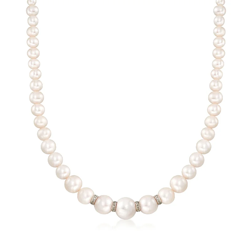Seasonal Jewelry Sale – Upgrade Your Collection Ross-Simons 5-11.5mm Graduated Cultured Pearl Necklace With . Diamonds and Sterling Silver Seasonal Jewelry Sale – Upgrade Your Collection Ross-Simons 5-11.5mm Graduated Cultured Pearl Necklace With . Diamonds and Sterling Silver