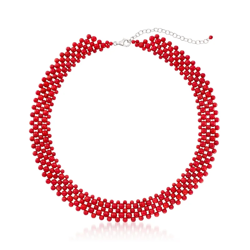 Unlock Unbeatable Jewelry Deals Before They’Re Gone Ross-Simons Coral Beaded Collar Necklace in Sterling Silver Unlock Unbeatable Jewelry Deals Before They’Re Gone Ross-Simons Coral Beaded Collar Necklace in Sterling Silver