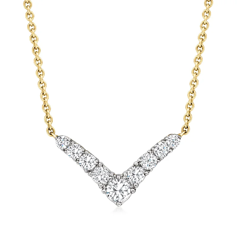 Shop Elegant Jewelry At Unbeatable Prices Ross-Simons Diamond Chevron Necklace in 14kt Yellow Gold Shop Elegant Jewelry At Unbeatable Prices Ross-Simons Diamond Chevron Necklace in 14kt Yellow Gold