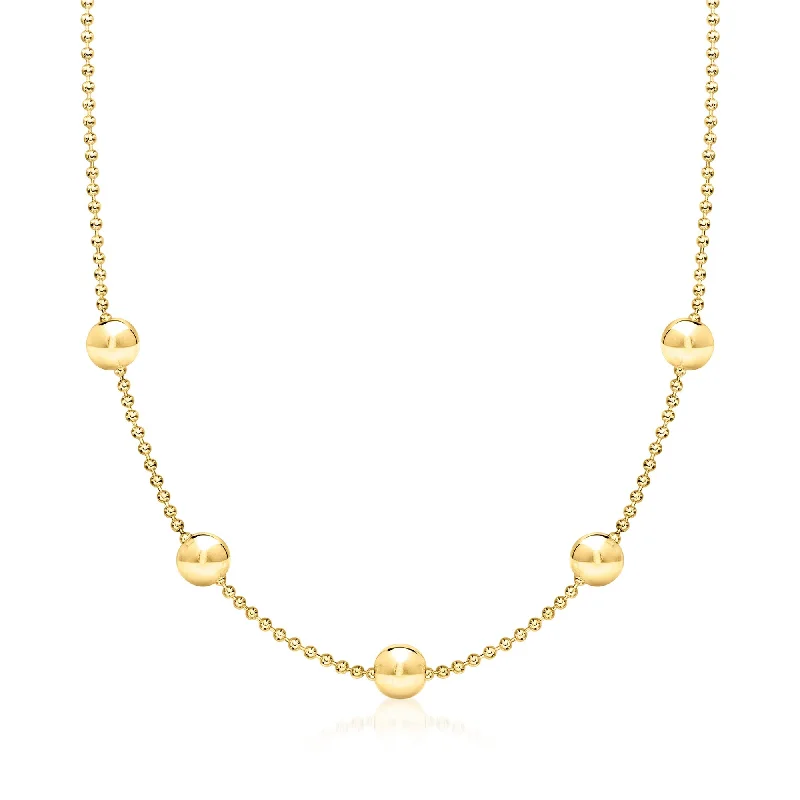 Luxury Jewelry At Unbeatable Discounts Ross-Simons Italian 18kt Gold Over Sterling Bead Station Necklace Luxury Jewelry At Unbeatable Discounts Ross-Simons Italian 18kt Gold Over Sterling Bead Station Necklace