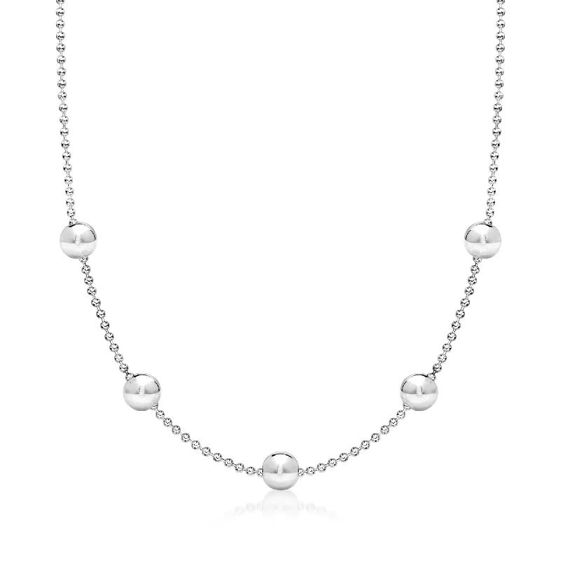 Limited-Stock Jewelry Sale – Once It's Gone, It's Gone Ross-Simons Italian Sterling Silver Bead Station Necklace Limited-Stock Jewelry Sale – Once It's Gone, It's Gone Ross-Simons Italian Sterling Silver Bead Station Necklace