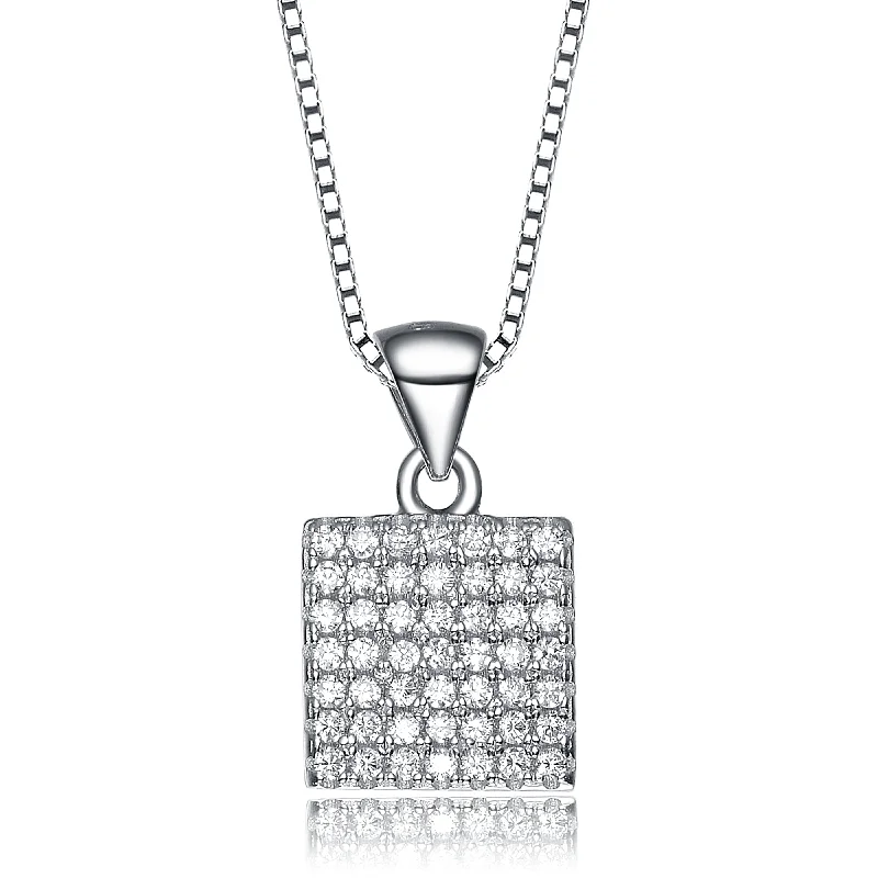 Personalized Jewelry At Special Discount Rates C.z. Sterling Silver Rhodium Plated Square Shape Pendant Personalized Jewelry At Special Discount Rates C.z. Sterling Silver Rhodium Plated Square Shape Pendant