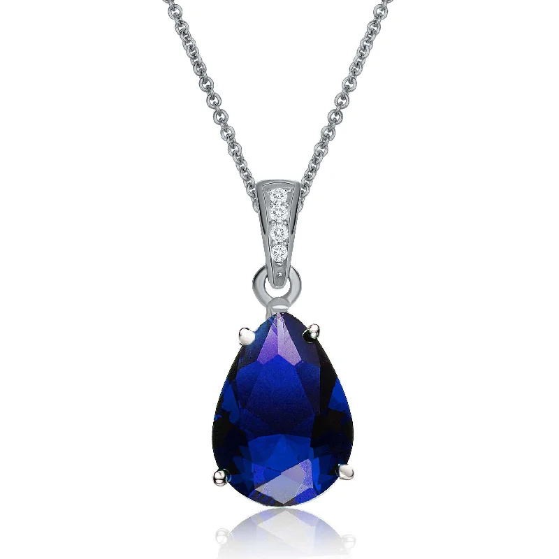 Seasonal Jewelry Sale – Upgrade Your Style Today Sterling Silver Blue Cubic Zirconia Pear Drop Solitaire Necklace Seasonal Jewelry Sale – Upgrade Your Style Today Sterling Silver Blue Cubic Zirconia Pear Drop Solitaire Necklace