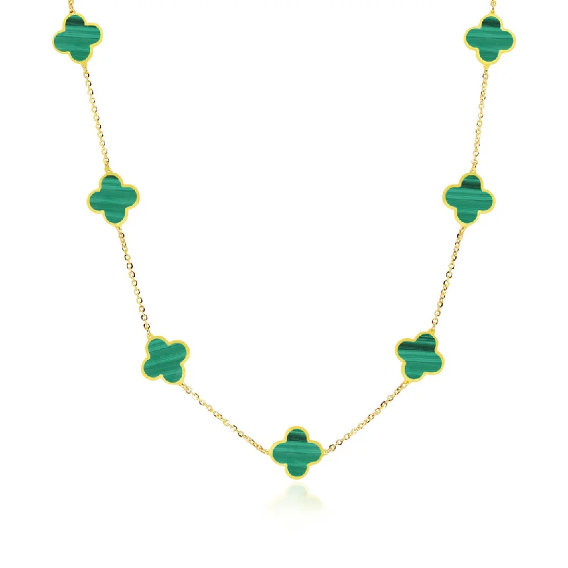 Bestselling Jewelry At Special Promotional Rates Small Malachite Clover Necklace
