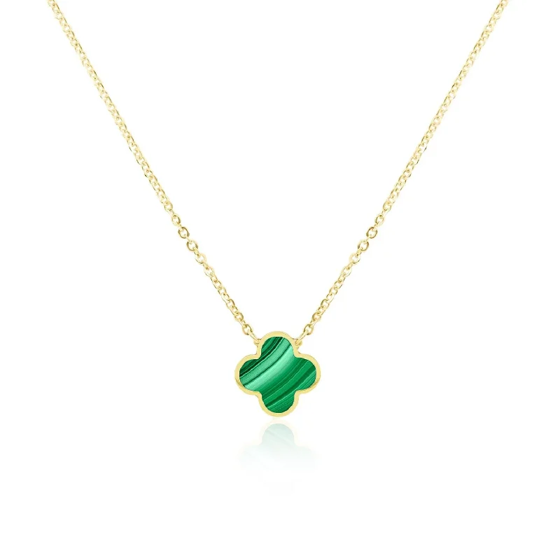 Premium Jewelry, Premium Discounts – Act Fast Small Malachite Single Clover Necklace Premium Jewelry, Premium Discounts – Act Fast Small Malachite Single Clover Necklace