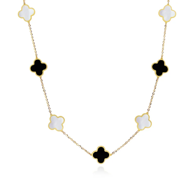 Jewelry Flash Sale – Stylish Designs At Unbeatable Rates Small Mother of Pearl and Onyx Mixed Clover Necklace Jewelry Flash Sale – Stylish Designs At Unbeatable Rates Small Mother of Pearl and Onyx Mixed Clover Necklace