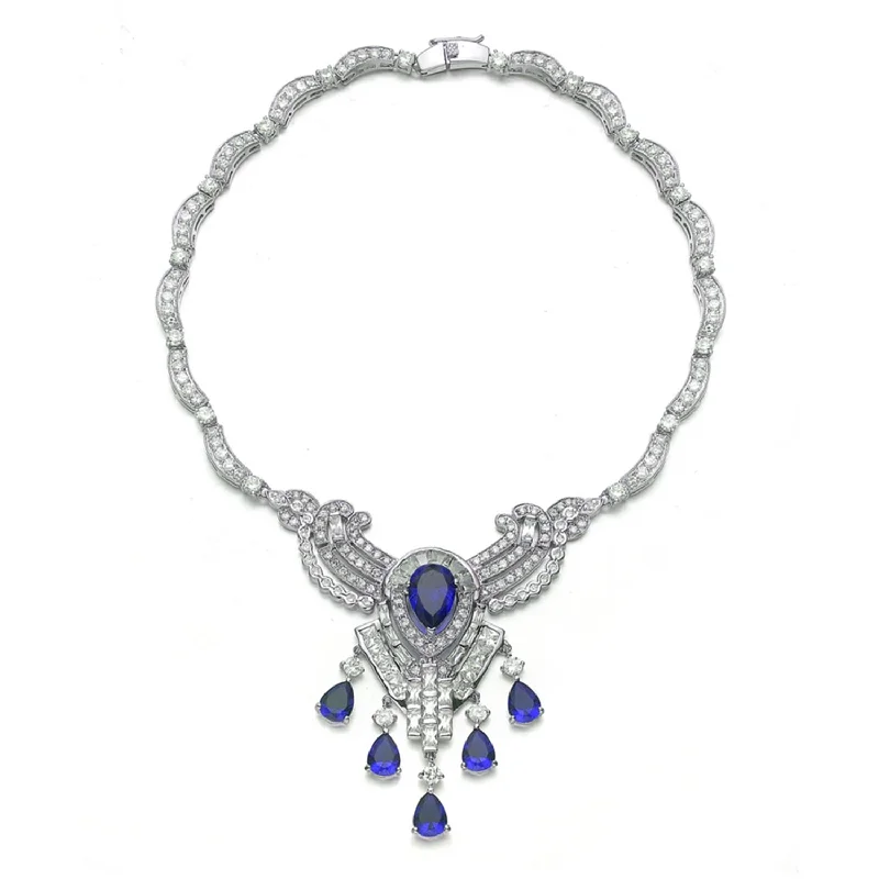 Best-Selling Jewelry Now Available At Special Deals Sterling Silver Cubic Zirconia Heavy Sapphire Teardrop Necklace Best-Selling Jewelry Now Available At Special Deals Sterling Silver Cubic Zirconia Heavy Sapphire Teardrop Necklace