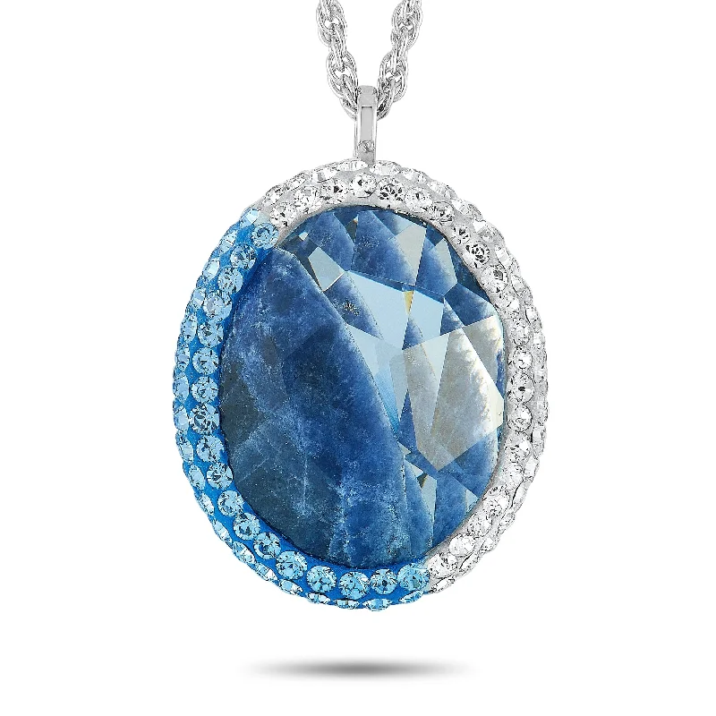 Discounted Luxury Jewelry – Shine Without The Splurge Swarovski Rhodium-Plated Stainless Steel Blue and Clear Crystals Pendant Necklace Discounted Luxury Jewelry – Shine Without The Splurge Swarovski Rhodium-Plated Stainless Steel Blue and Clear Crystals Pendant Necklace
