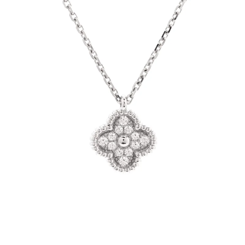 The Ultimate Jewelry Sale – Shop Premium Styles Sweet Alhambra Pendant Necklace 18K White Gold with Diamonds