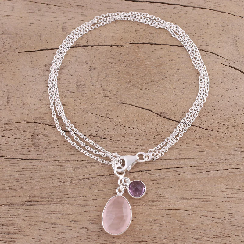 Limited-Time Offer On Elegant Jewelry Pieces Twinkling Harmony Silver Rose Quartz Amethyst Bracelet Limited-Time Offer On Elegant Jewelry Pieces Twinkling Harmony Silver Rose Quartz Amethyst Bracelet