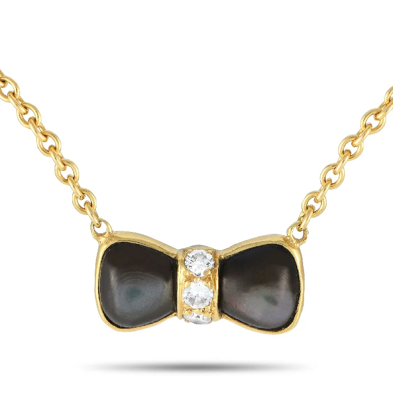 Limited Stock On Premium Jewelry At Low Prices Van Cleef & Arpels Vintage 18K Yellow Gold 0.13ct Diamond and Mother of Pearl Bow Necklace VC26-111224 Limited Stock On Premium Jewelry At Low Prices Van Cleef & Arpels Vintage 18K Yellow Gold 0.13ct Diamond and Mother of Pearl Bow Necklace VC26-111224