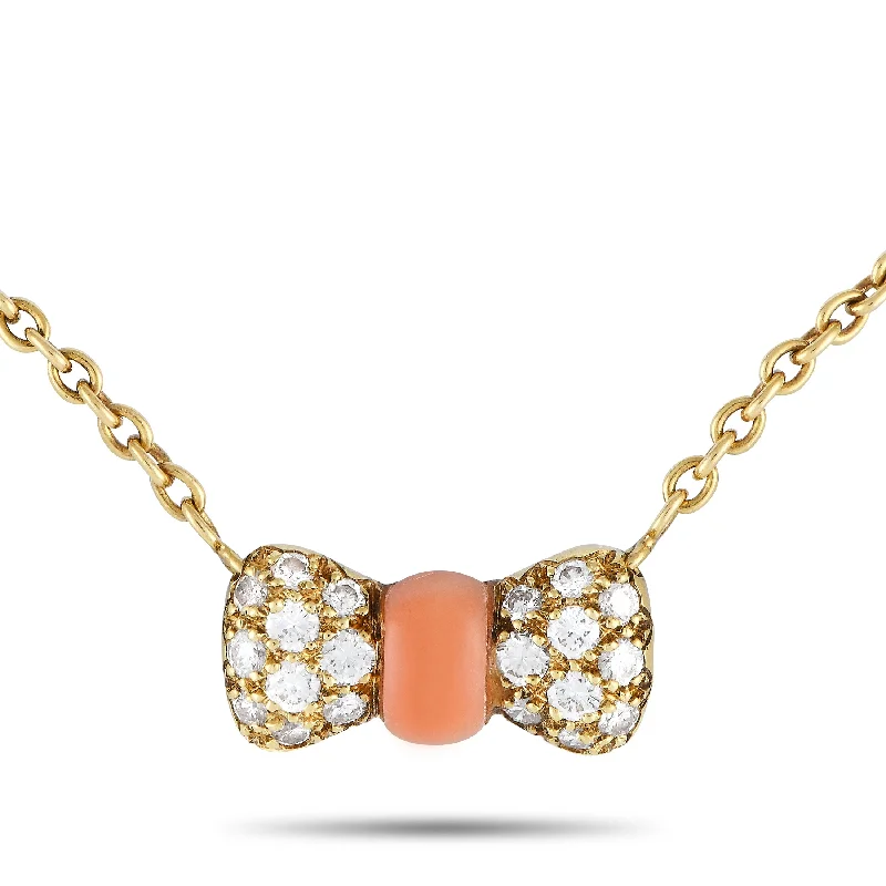 Get The Best Deals On Timeless Jewelry Pieces Van Cleef & Arpels Vintage 18K Yellow Gold 0.37ct Diamond and Coral Bow Necklace VC27-111224 Get The Best Deals On Timeless Jewelry Pieces Van Cleef & Arpels Vintage 18K Yellow Gold 0.37ct Diamond and Coral Bow Necklace VC27-111224