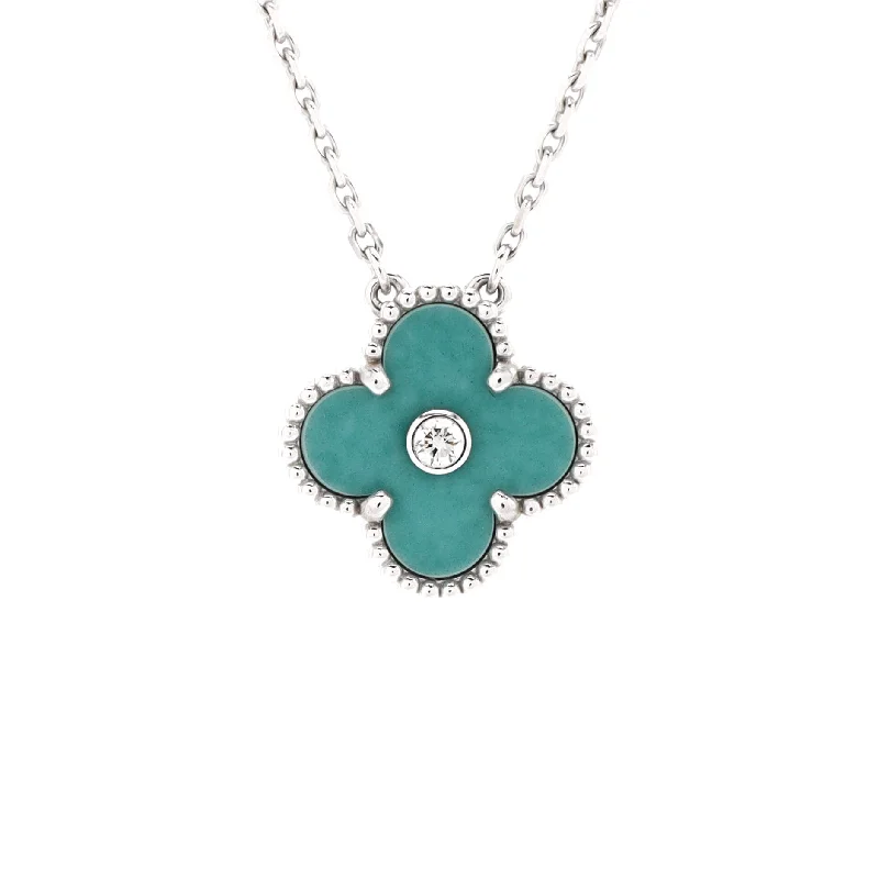 Jewelry Sale Alert – Shop Timeless Elegance Today Vintage Alhambra Pendant Necklace 18K White Gold and Green Celadon Sevres Porcelain with Diamond Jewelry Sale Alert – Shop Timeless Elegance Today Vintage Alhambra Pendant Necklace 18K White Gold and Green Celadon Sevres Porcelain with Diamond