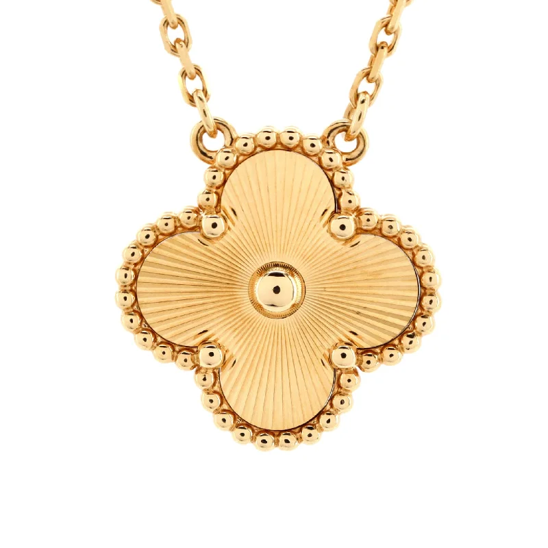 Dainty And Elegant Jewelry Now At Reduced Prices Vintage Alhambra Pendant Necklace Guilloche 18K Yellow Gold Dainty And Elegant Jewelry Now At Reduced Prices Vintage Alhambra Pendant Necklace Guilloche 18K Yellow Gold