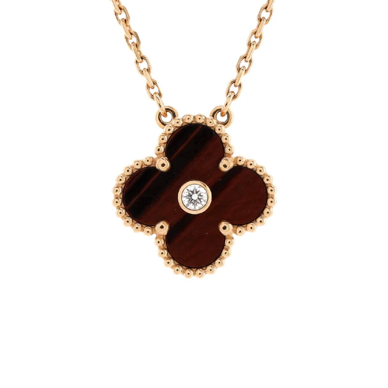 Get Ready To Sparkle – Special Jewelry Discounts Vintage Alhambra Pendant Necklace Limited Edition 18K Rose Gold and Bull's Eye with Diamond Get Ready To Sparkle – Special Jewelry Discounts Vintage Alhambra Pendant Necklace Limited Edition 18K Rose Gold and Bull's Eye with Diamond