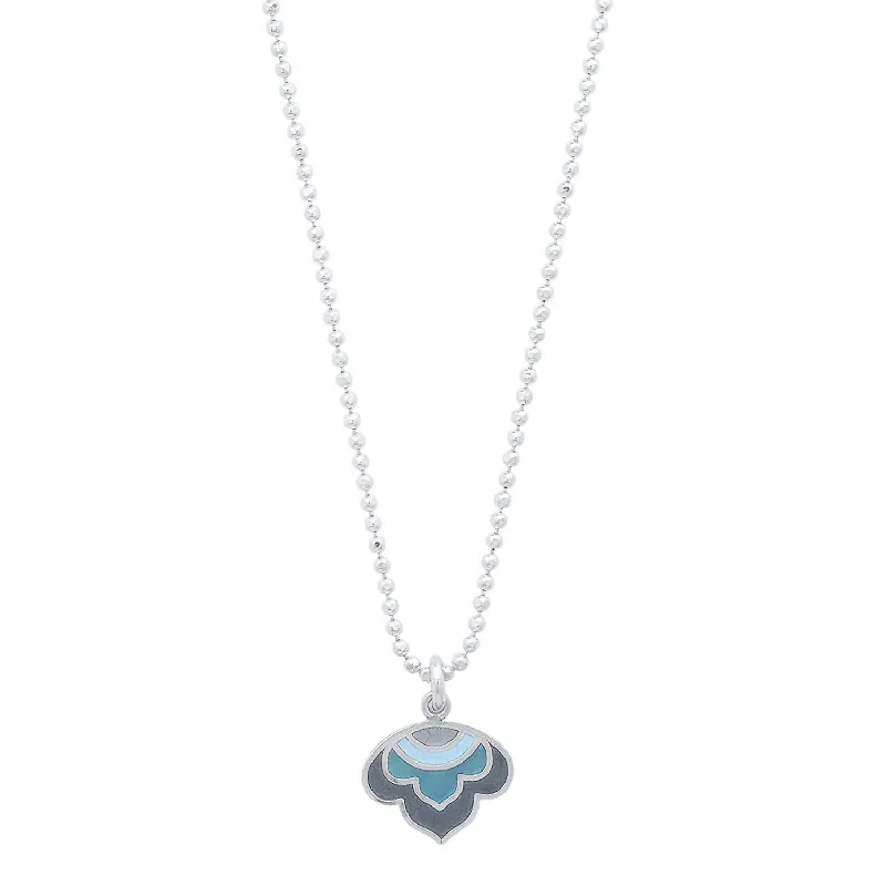 Elegant Rose Gold Jewelry For A Stylish Touch Women's Enameled Lotus Pendant Necklace In Sterling/blues Elegant Rose Gold Jewelry For A Stylish Touch Women's Enameled Lotus Pendant Necklace In Sterling/blues