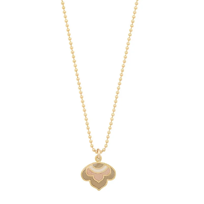 Romantic Heart-Shaped Jewelry For Special Gifts Women's Enameled Lotus Pendant Necklace In Vermeil/neutral Romantic Heart-Shaped Jewelry For Special Gifts Women's Enameled Lotus Pendant Necklace In Vermeil/neutral