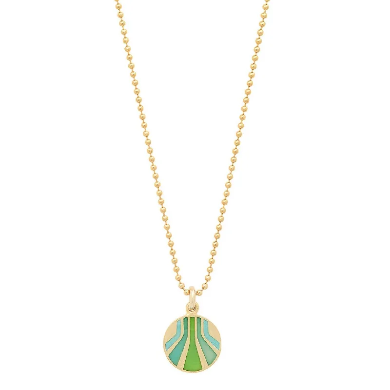 Adjustable Charm Bracelets For A Perfect Fit Women's Enameled Small Round "burst" Pendant Necklace In Vermeil/turquoise Adjustable Charm Bracelets For A Perfect Fit Women's Enameled Small Round "burst" Pendant Necklace In Vermeil/turquoise