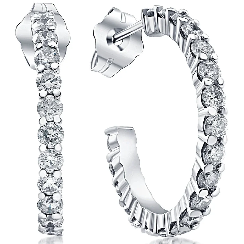 Make Every Moment Shine – Jewelry Discounts Available 1 1/10ct Diamond Hoops 14K White Gold Make Every Moment Shine – Jewelry Discounts Available 1 1/10ct Diamond Hoops 14K White Gold