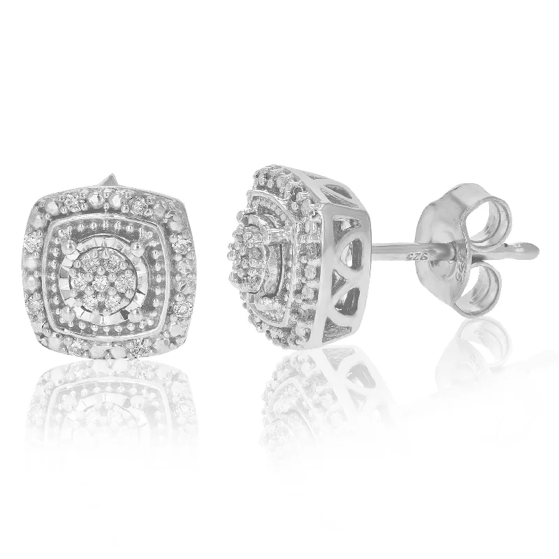 Handcrafted Beauty At Affordable Prices 1/10 cttw Round Lab Grown Diamond Stud Square Earrings Made with 925 Sterling Silver Prong Set, 2/3 Inch Handcrafted Beauty At Affordable Prices 1/10 cttw Round Lab Grown Diamond Stud Square Earrings Made with 925 Sterling Silver Prong Set, 2/3 Inch