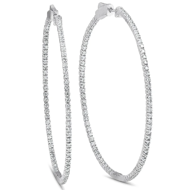 Limited-Time Offer On Elegant Jewelry Pieces 1.20Ct Diamond Inside Outside Skinny Hoops 14k White Gold Lab Grown2" Tall Limited-Time Offer On Elegant Jewelry Pieces 1.20Ct Diamond Inside Outside Skinny Hoops 14k White Gold Lab Grown2" Tall