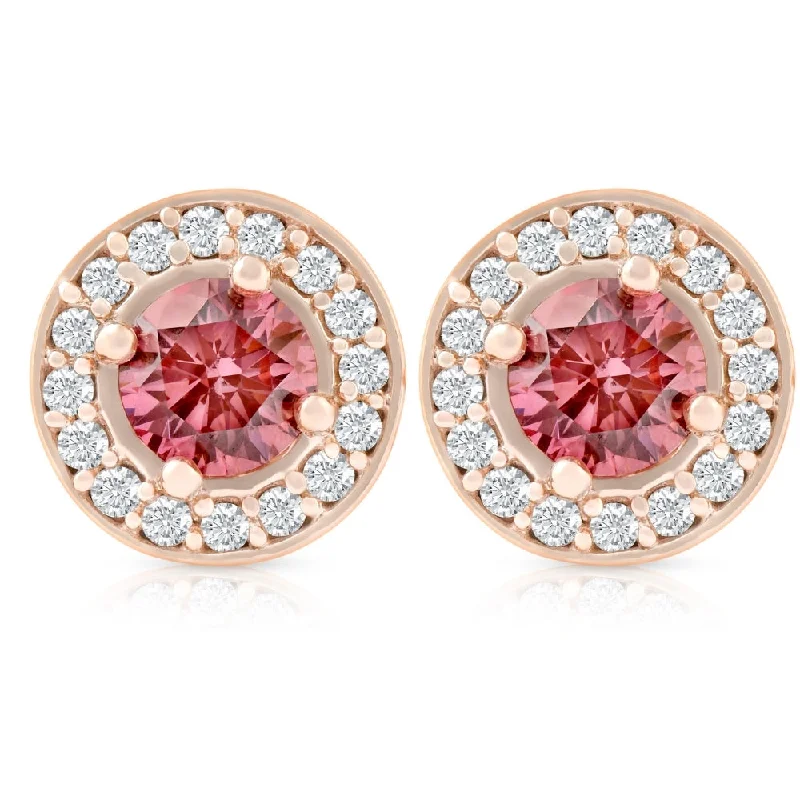 Stunning Statement Jewelry, Unbeatable Discounts 1/2Ct Lab Grown Pink Diamond Halo Screw Back Studs Rose Gold Earrings Stunning Statement Jewelry, Unbeatable Discounts 1/2Ct Lab Grown Pink Diamond Halo Screw Back Studs Rose Gold Earrings