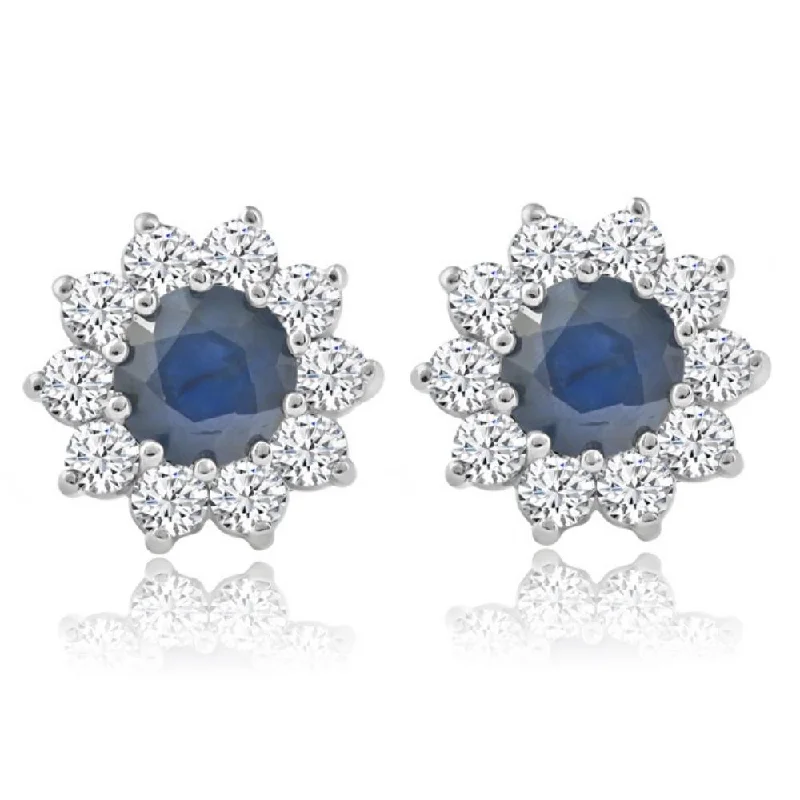 Stunning Jewelry At Even More Stunning Prices 1 3/4ct Blue Sapphire & Diamond Halo Studs Earrings 14K White Gold Stunning Jewelry At Even More Stunning Prices 1 3/4ct Blue Sapphire & Diamond Halo Studs Earrings 14K White Gold